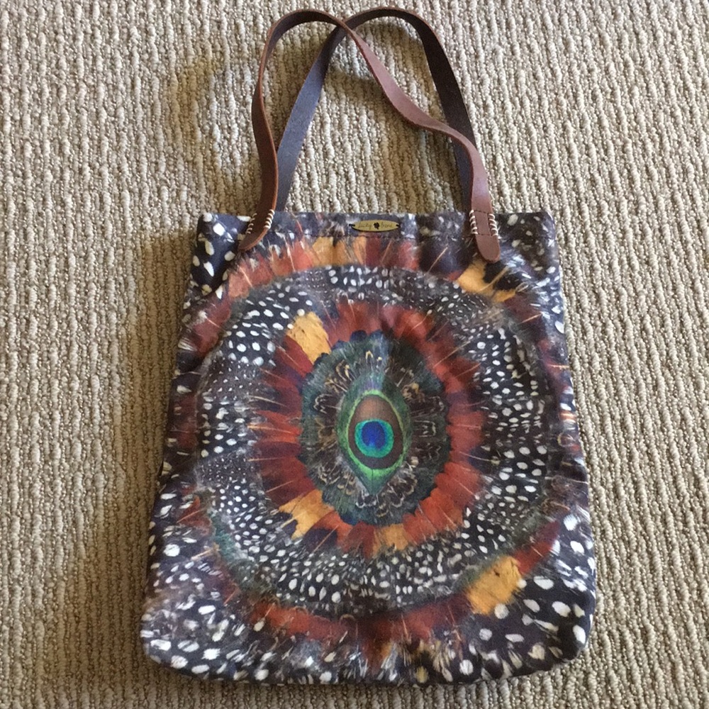 EUC Lucky Brand feather tote